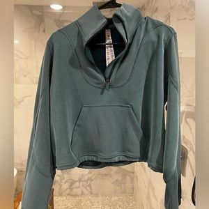 Lululemon Brush Softstreme Ribbed Half Zip in Green Jasper sz 6